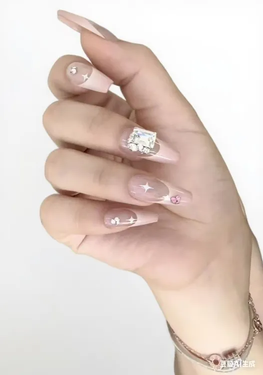 实体美甲店纯手工穿戴甲气质中长款穿戴式