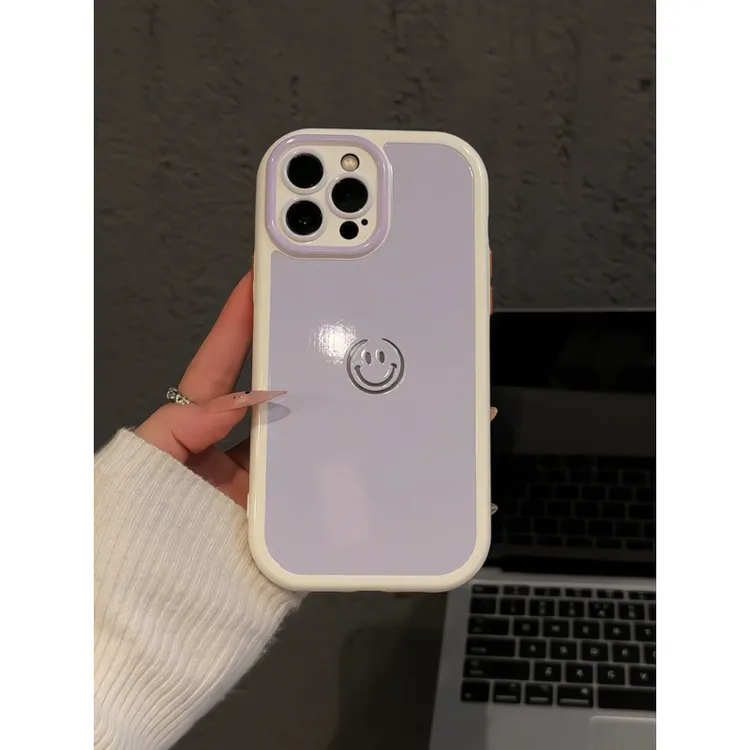 笑脸粉底适用苹果16pro创意iPhone15奶油手机壳华为p可爱卡通荣耀