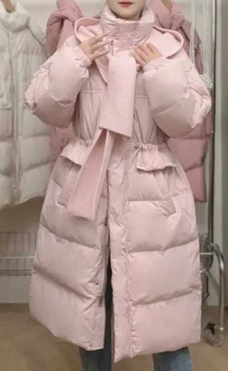 2014白鸭绒韩版可收腰可休闲针织帽羽绒服