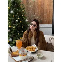 Yinkoo「上东老钱」全真兔子毛皮草女棕色毛毛短款外套