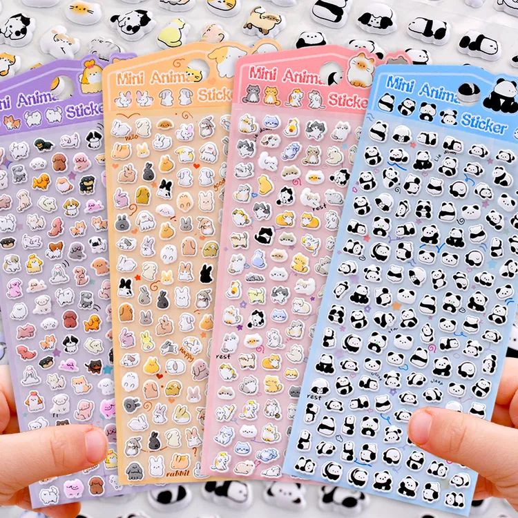 可爱小动物立体海绵泡泡贴纸儿童熊猫小狗小猫水杯手机装饰贴画