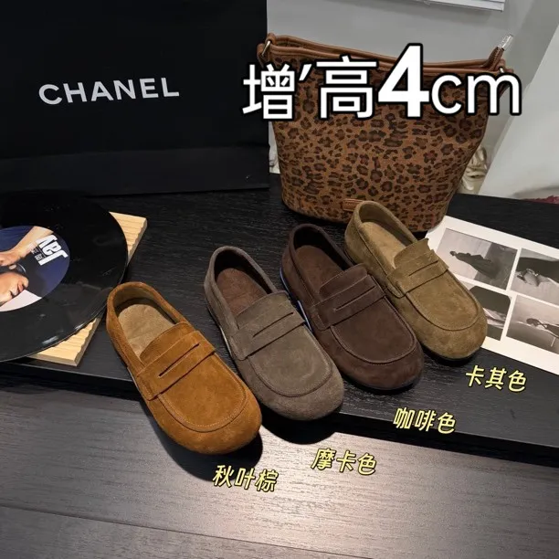 厚底复古真皮手工小个子乐福鞋女2025春秋新款休闲粗跟一脚蹬单鞋