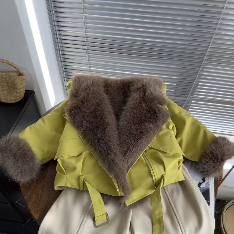 女童冬季毛毛外套加绒加厚2025冬季新款洋气时尚韩版夹克25458