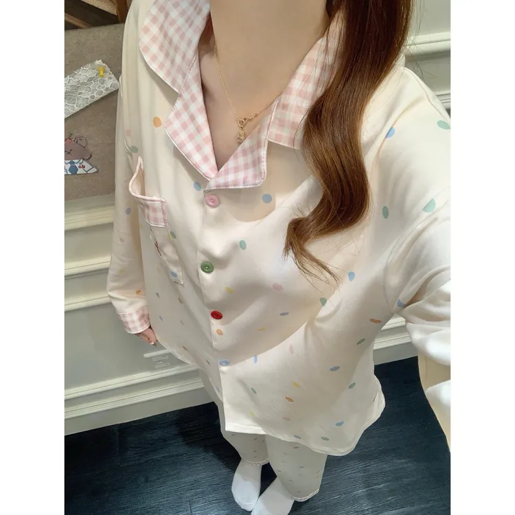 少女款带胸垫长袖睡衣甜美小红帽家居服2025新款春秋季可外穿套装