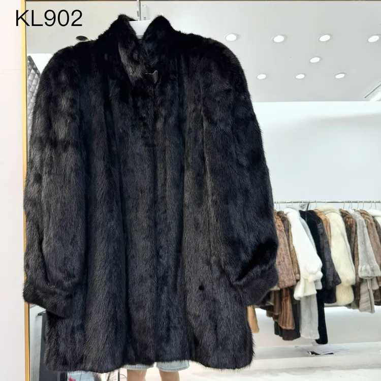 【KL902】黑色立领中长款大码（胸围118衣长80）皮草