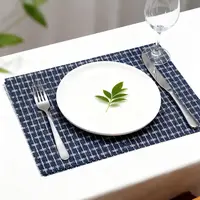 简约元素隔热垫格纹加厚餐桌垫餐垫西餐垫4片*1卡混色