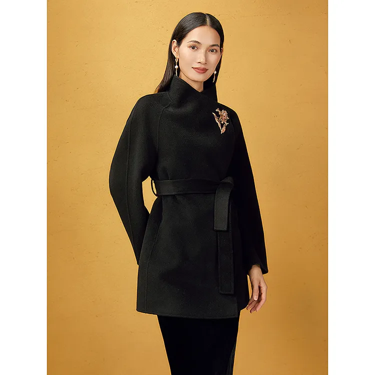 Song of Song歌中歌2025冬季双造型精致刺绣羊毛大衣5C65580020