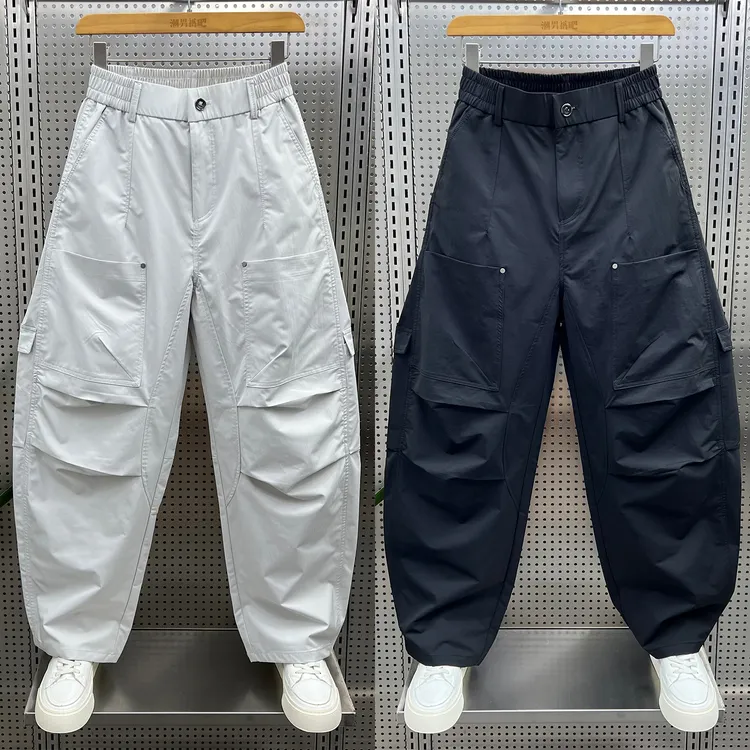 2025春季薄款超火直筒裤男潮流痞帅个性高级感穿搭休闲伞兵工装裤