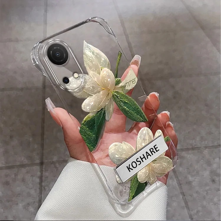 适用于畅玩30plus系列水晶花无边框支架手机壳