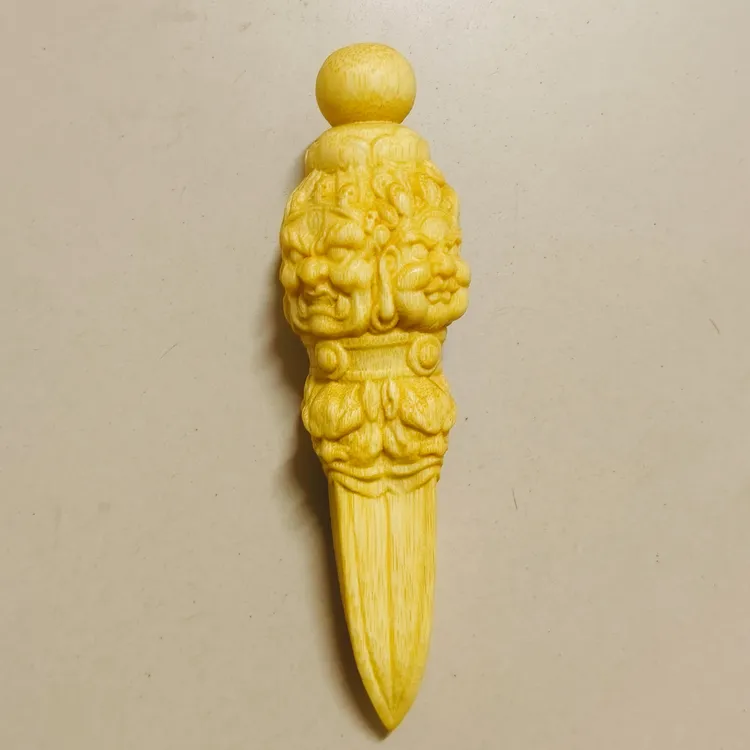 实心竹雕刻大黑天金刚降魔杵一念成魔手把件随身物品客厅挂件送油