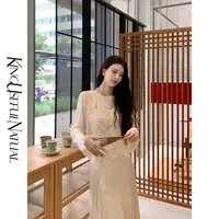 KUN【温香软玉】女神织物 长袖衬衫女春季高级感蕾丝圆领短款上衣女