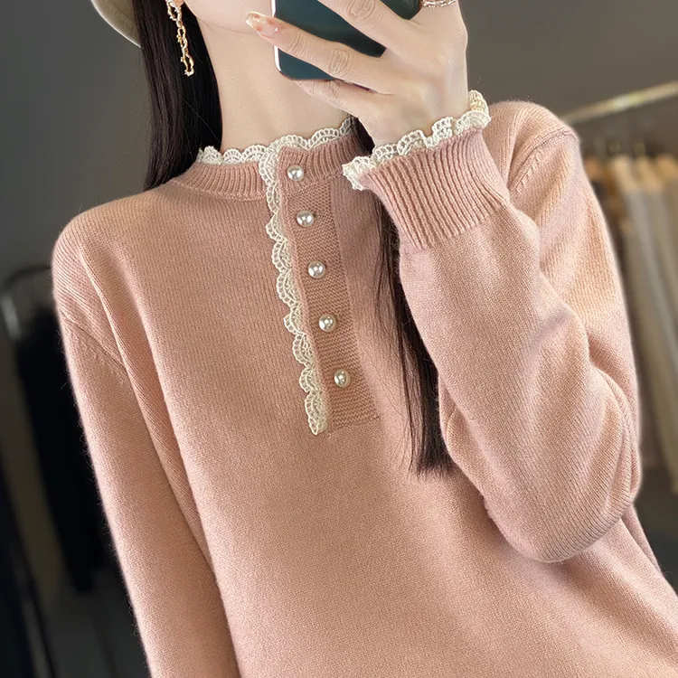 纯100羊毛衫女2025秋冬季新款洋气宽松毛衣内搭羊绒打底衫上衣女