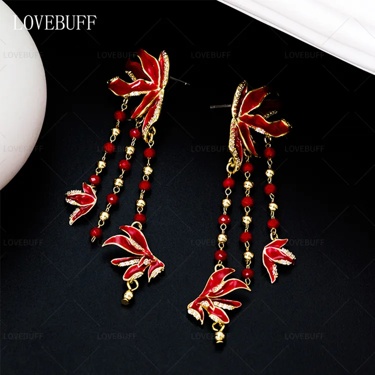 lovebuff小鱼嘉兰百合同人耳钉潮间带二创精致时尚设感计生日礼物