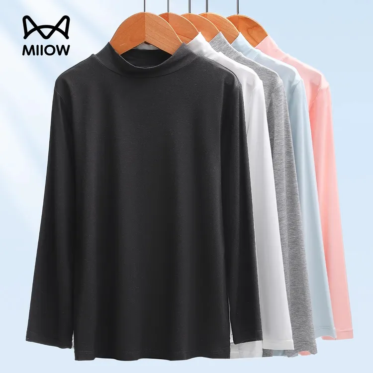 猫人莫代尔儿童打底衫男童女童黑色长袖T内搭初高中生秋衣半高领