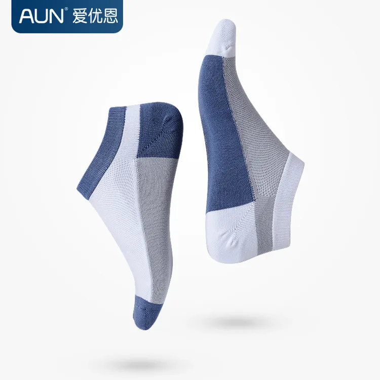 AUN防臭男袜防臭袜子短袜浅口透气运动袜男短袜春夏棉袜DW015