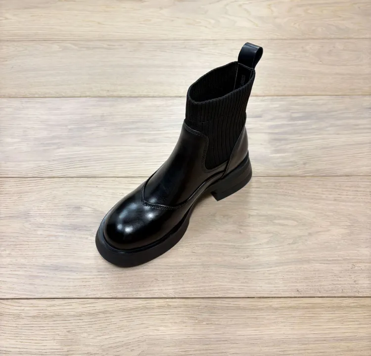 WGW33/5cm/牛皮厚底短靴女秋冬显瘦百搭弹力袜靴2025今年流行靴子