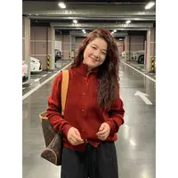 WenWen小个子2025秋冬新款立领拉链开衫设计款修身针织毛衣4685