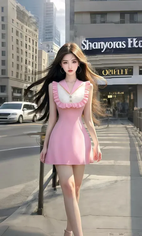 新款法式浪漫温柔风穿搭粉色V领修身连衣裙女小众设计高级感气质