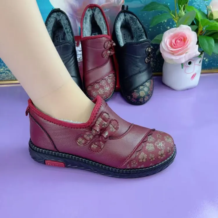 秋冬新款加绒保暖舒适软底软面女鞋