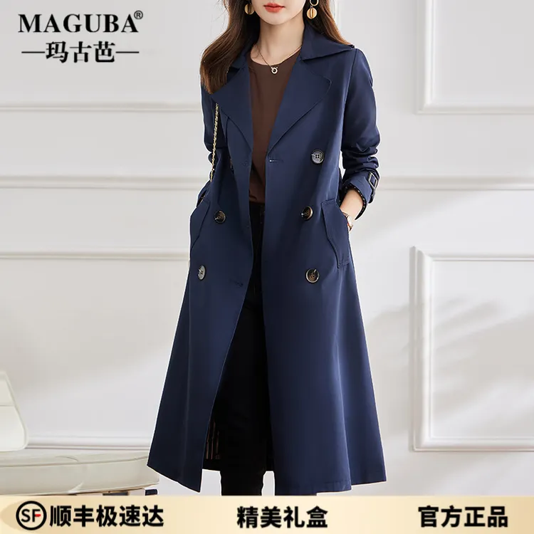 玛古芭风衣女装中长款英伦风2025新款春秋高级感流行休闲大衣外套