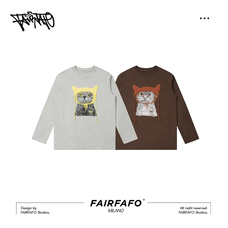 【带帽小猫长袖T】CXCL59278秋冬新款宽松显瘦休闲慵懒感潮牌T恤