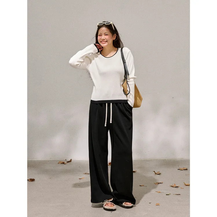 张大人【钻黑星月】大码女装微胖妹妹韩系气质长款外套休闲裤套装