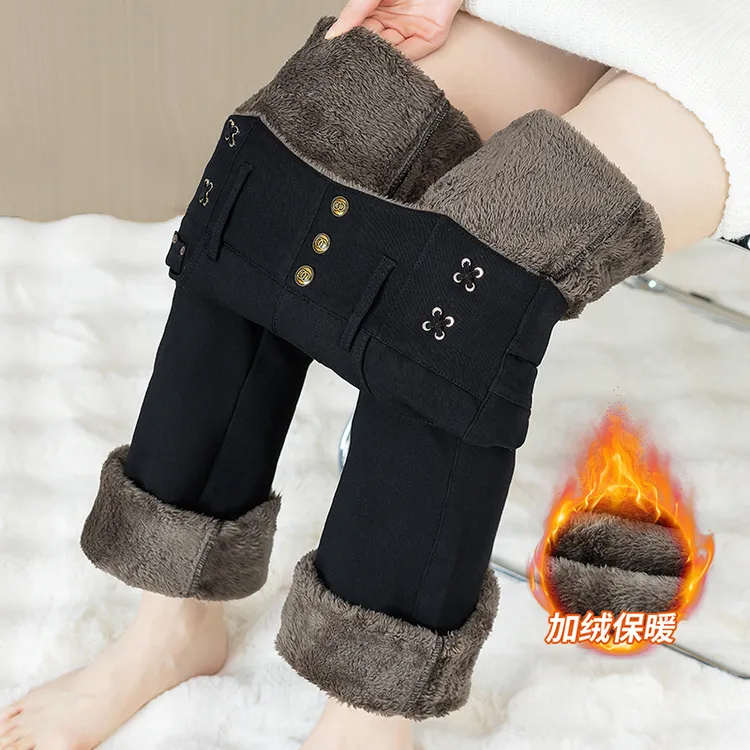 长裤高腰女冬季保暖极简风打底裤外穿大码显瘦秋冬修身加绒加厚