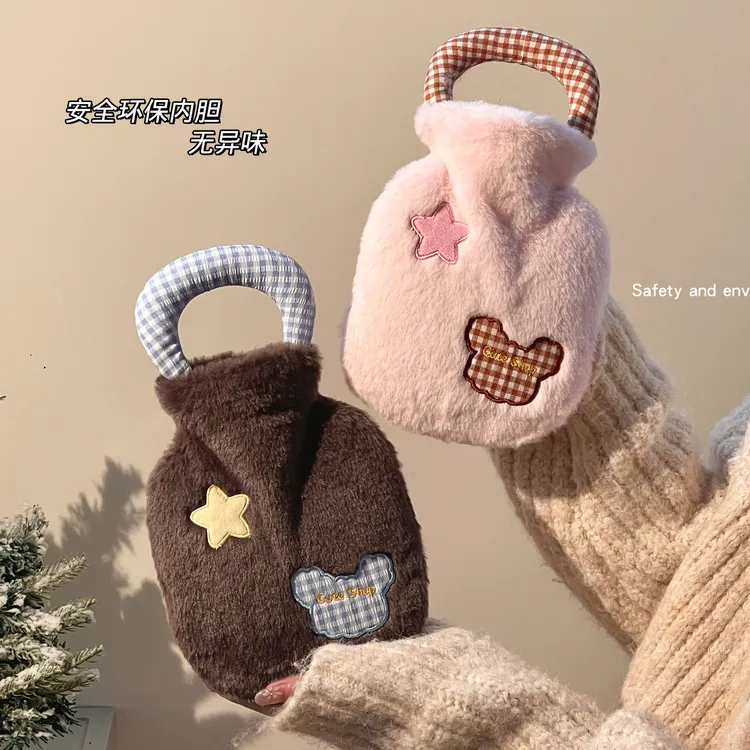 洛诺兔2025新款毛绒暖水袋充水热水袋防爆加厚暖肚子暖手宝敷肚子