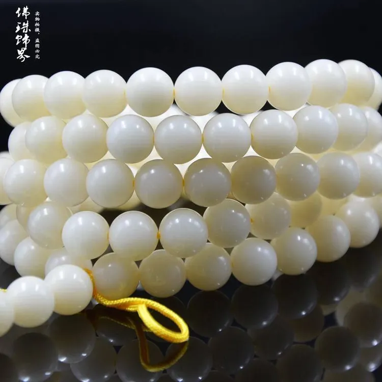 108圆珠白玉菩提根 114颗桶珠白菩提根苹果园菩提