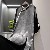 【晚夜琼瑶】中式连衣裙传统改良中式斜襟夏季女装宽松连衣裙3672