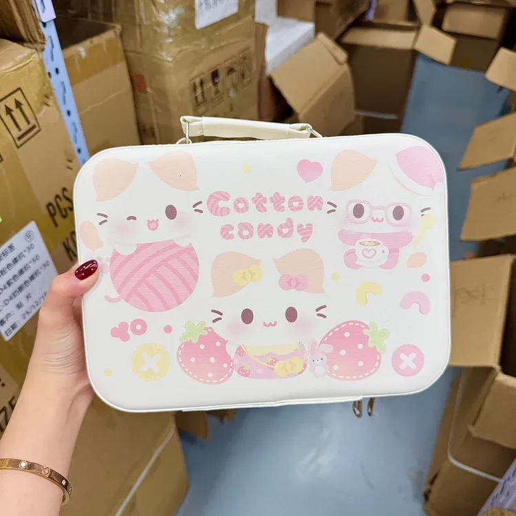 原创棉花猫可爱化妆包旅行大容量带镜便携洗漱新款手提化妆收纳箱
