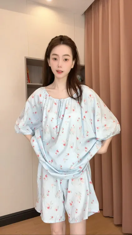 （短袖短裤套装）居家服舒适显白套装家居服宽松大码睡衣女款
