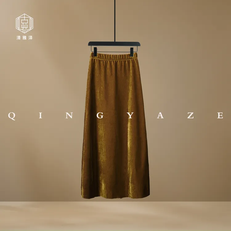 冬日女神！加厚丝绒长半裙！GZ3097