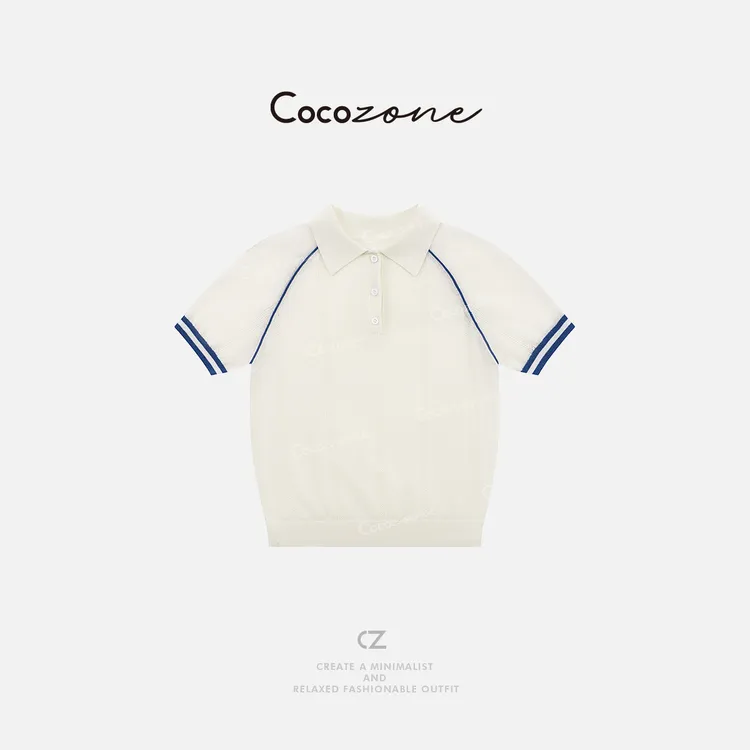 COCO ZONE 刘一一  “学院polo”撞色简约毛织上衣CD1A1006