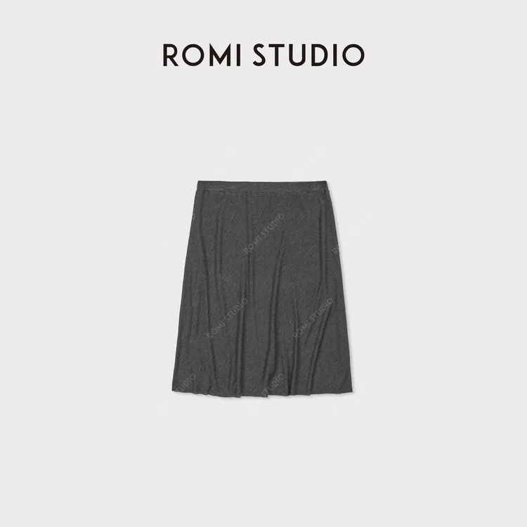 ROMI STUDIO“抖抖半裙”桑蚕丝混纺垂坠立体斜裁半身裙 RWDRXU3756