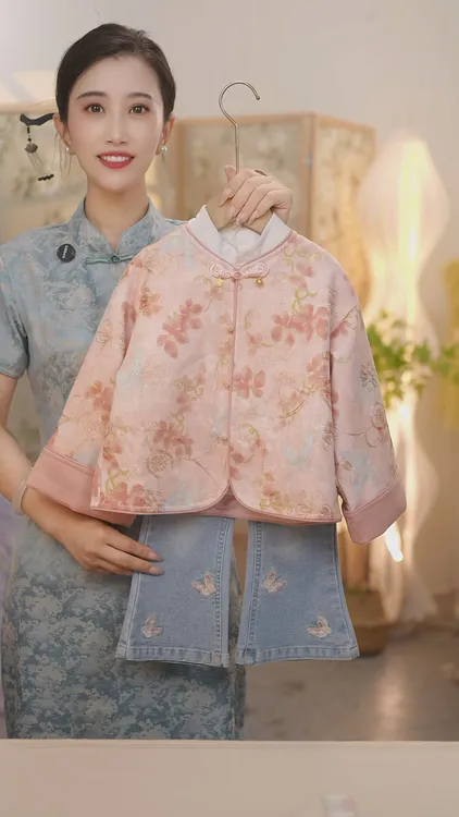 现货【枫林晚】SC601女童2025新款秋季新中式国风休闲外套