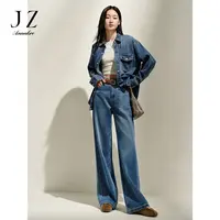 【小余专属】玖姿安娜蔻KWFC12106丹宁风环保天丝牛仔阔腿裤女春