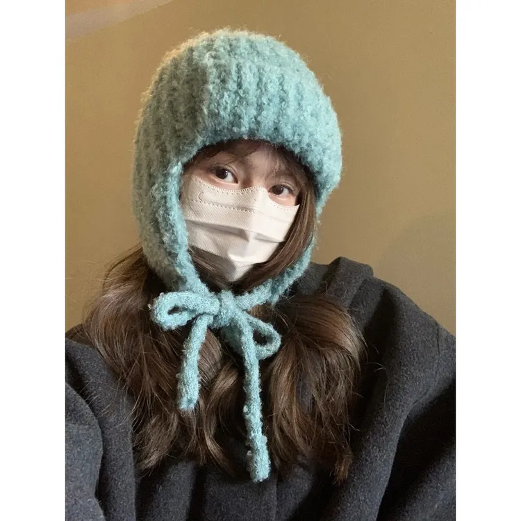 韩系ins针织毛线帽女秋冬新款保暖护耳飞行帽滑雪帽潮日系韩版ins