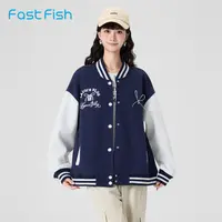 快鱼美式街头棒球服女2025年秋新款时尚运动宽松休闲学生开衫外套