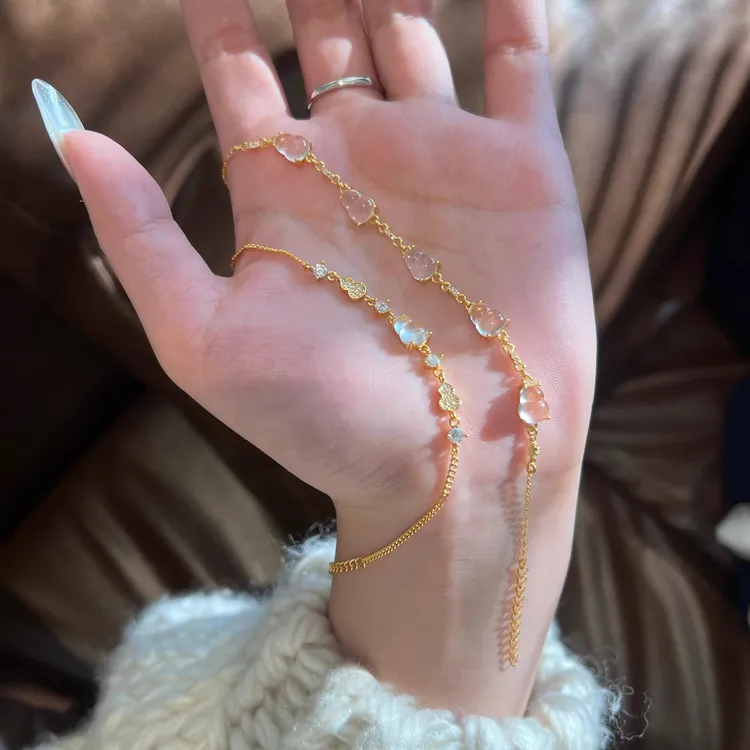 铜合金仿水晶手链 葫芦手链女轻奢小众精致简约百搭手饰2025新款