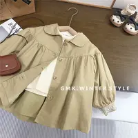 女童外套春秋季新款洋气中长款儿童韩版纯棉风衣女孩宝宝秋装上衣