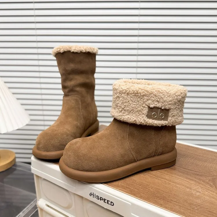 两穿雪地靴女款冬季新款加绒保暖勃肯棉靴复古防滑软底翻毛棉鞋