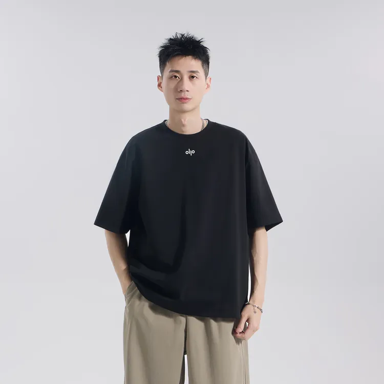 夏季圆领纯色短袖时尚百搭简约情侣高级感男装透气休闲T恤1343