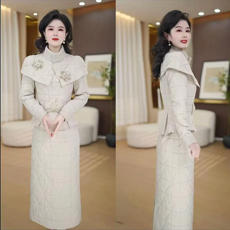 B997【上衣+半身裙】2025冬季新款高级感加厚保暖气质百搭套装裙