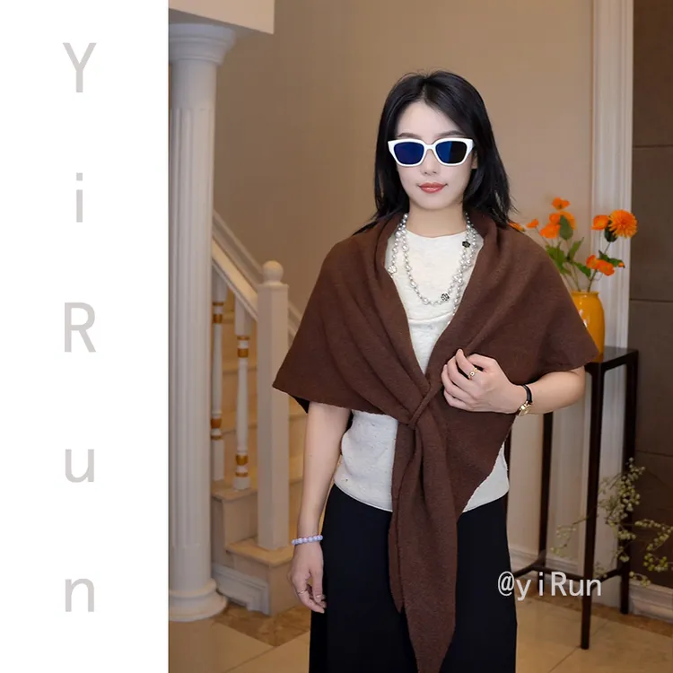 “慵懒秋冬披肩围巾”保暖围脖纯色大披肩YR0044