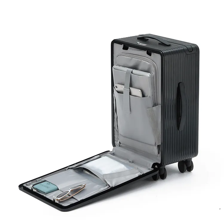 【前开盖】中置宽拉杆行李箱拉杆箱旅行箱20寸登机箱密码电脑箱商务