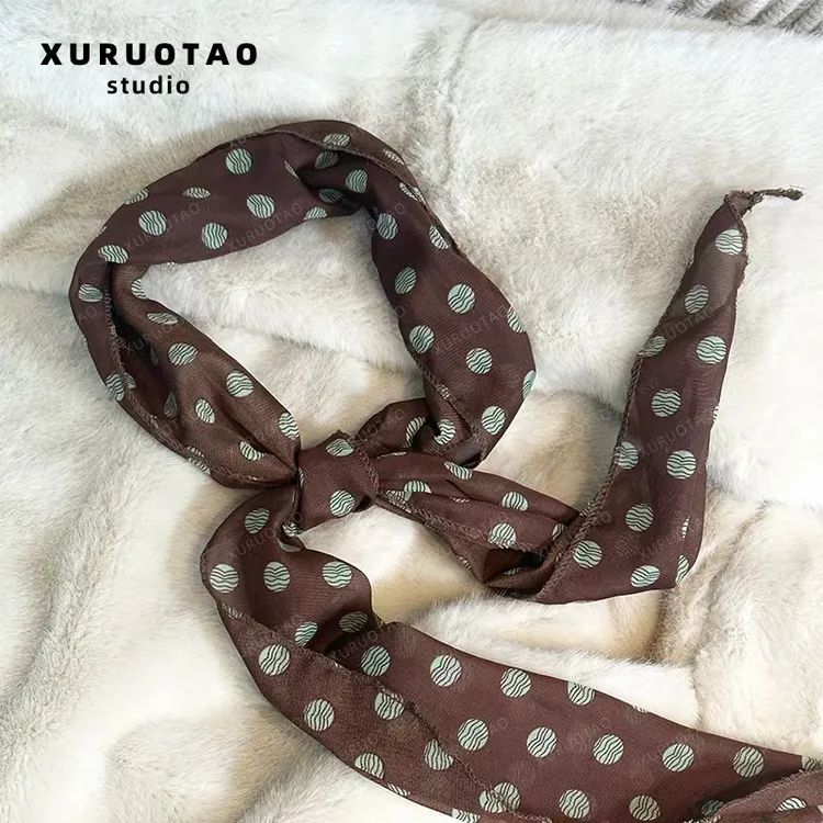 XURUOTAO【棕色波点】气质百搭时尚长款丝巾 T5169