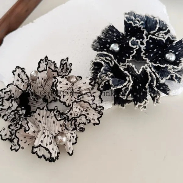 Pink Girl  Q950新款时尚波点发圈减龄气质经典头绳头饰