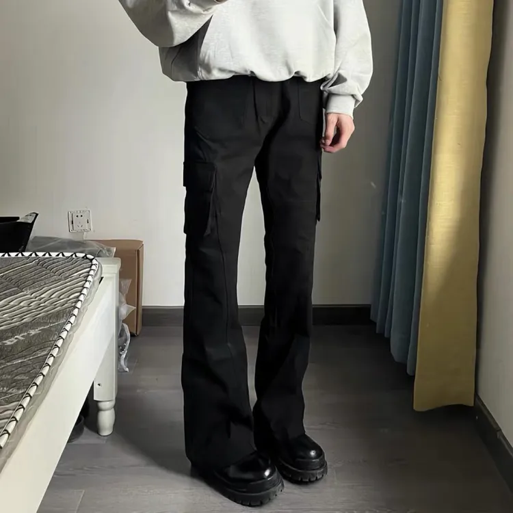 Lonxc直筒微喇弹力工装裤 显瘦美式复古cleanfit洗水牛仔男女同款