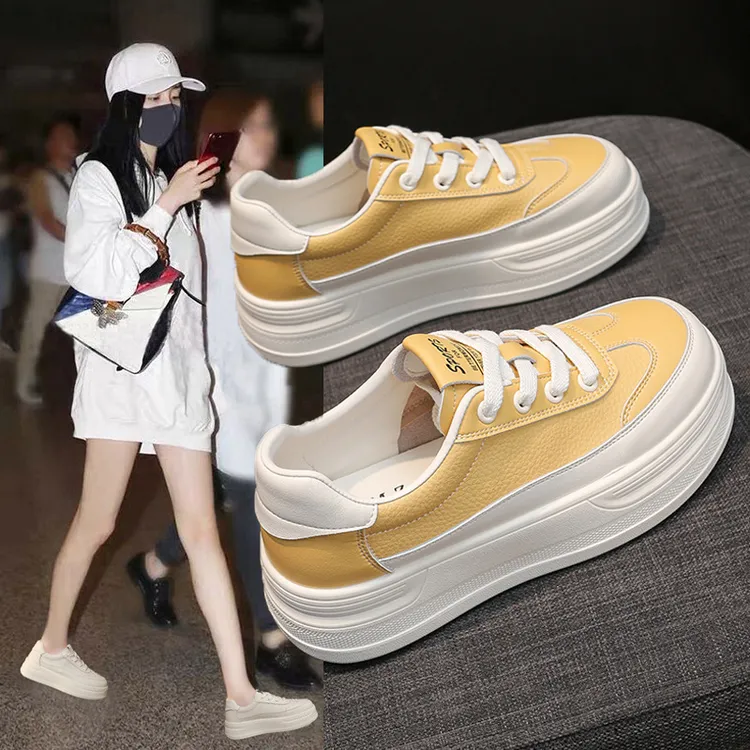 女士春秋板鞋厚底增高时尚休闲鞋2025韩版低帮女鞋百搭学生鞋子